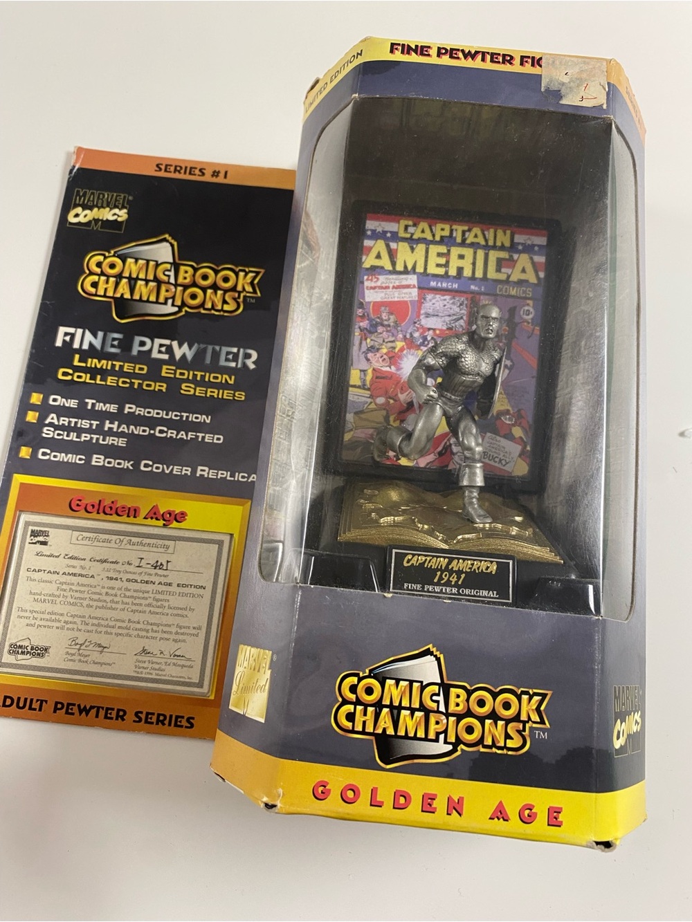 Comic Book Champions Captain America Fine Pewter Figure - Box not in great shape